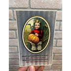 Vintage Boy w/ Pumpkin Auld Lang Syne Halloween Autumn Fall Postcard