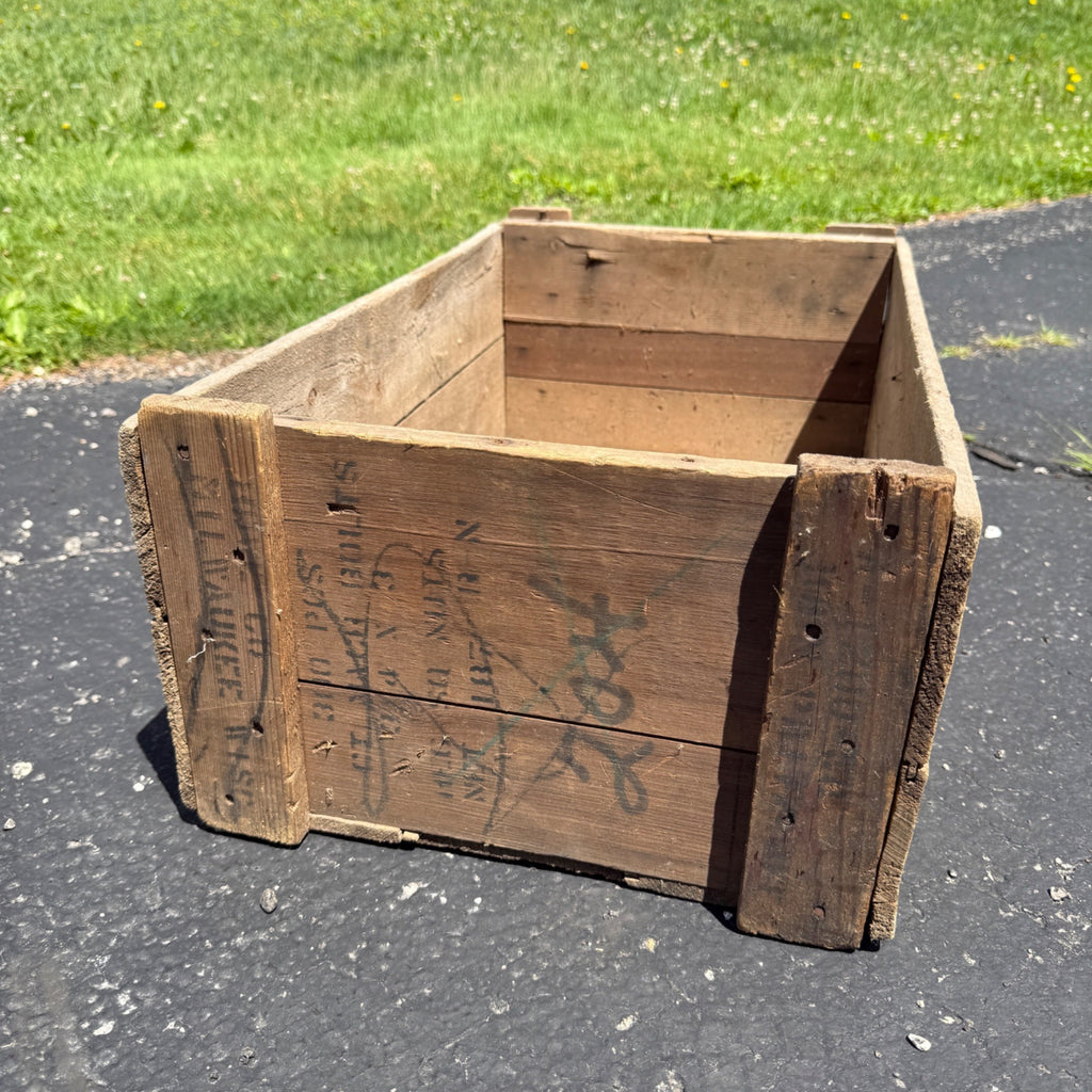 Vintage 1950s National Screw MFG Co Ohio Wooden Industrial Crate Box
