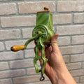 Vintage Triumph Green Cast Iron Hand-Crank Nut Grinder With Clamp & Wood Knob 1930s