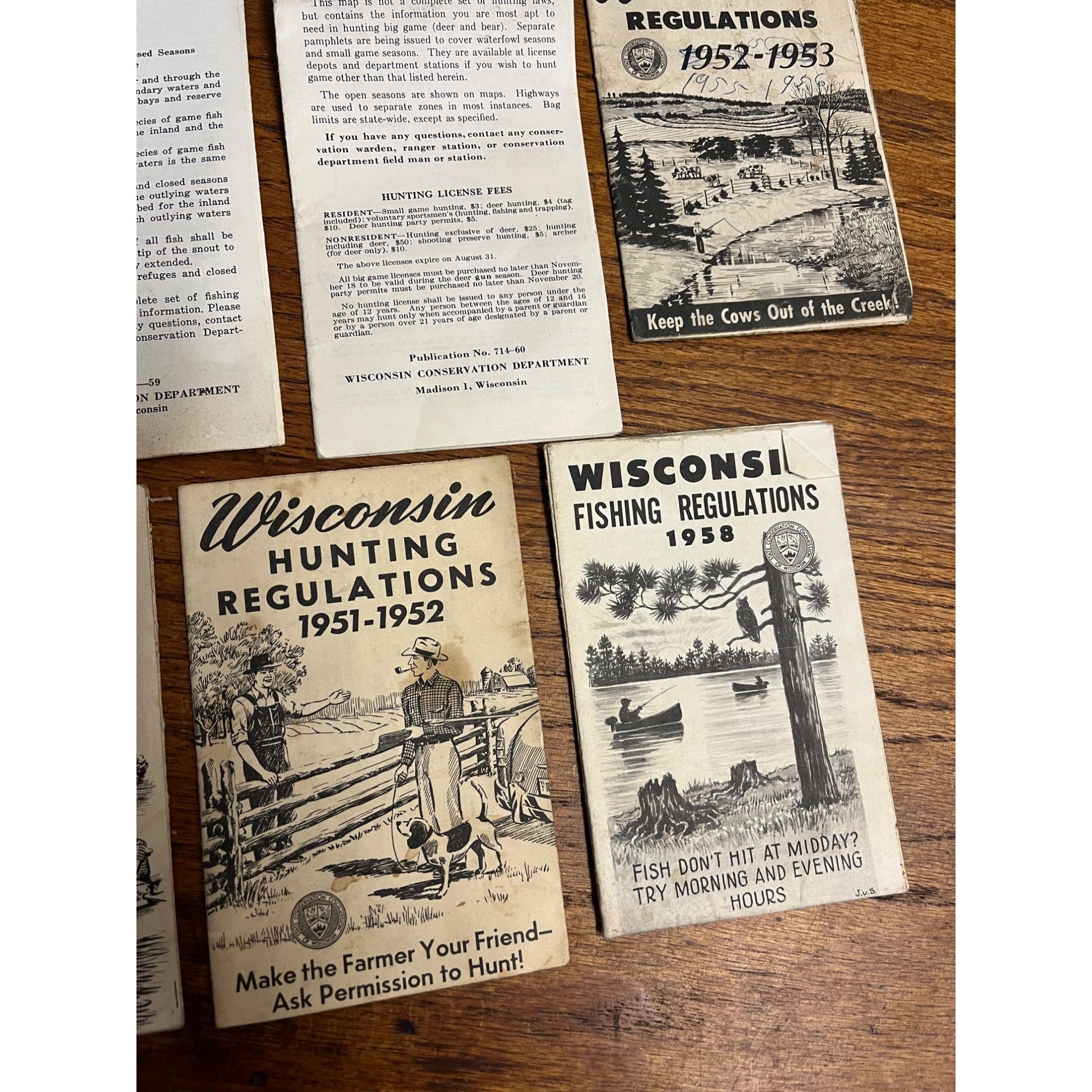 Vintage 1950s-60s Wisconsin Hunting & Fishing Regulations Booklets Lot (6) Big Game