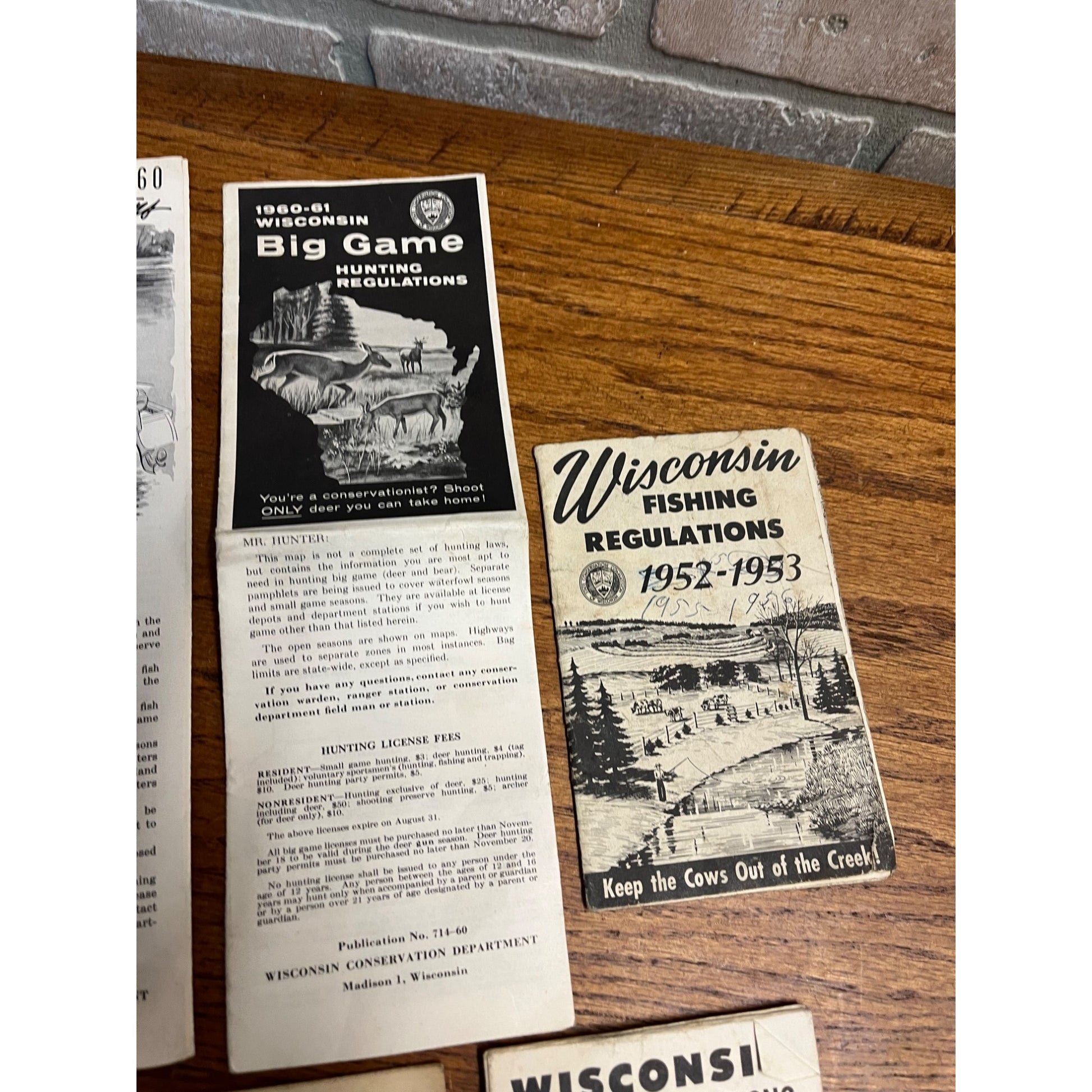 Vintage 1950s-60s Wisconsin Hunting & Fishing Regulations Booklets Lot (6) Big Game