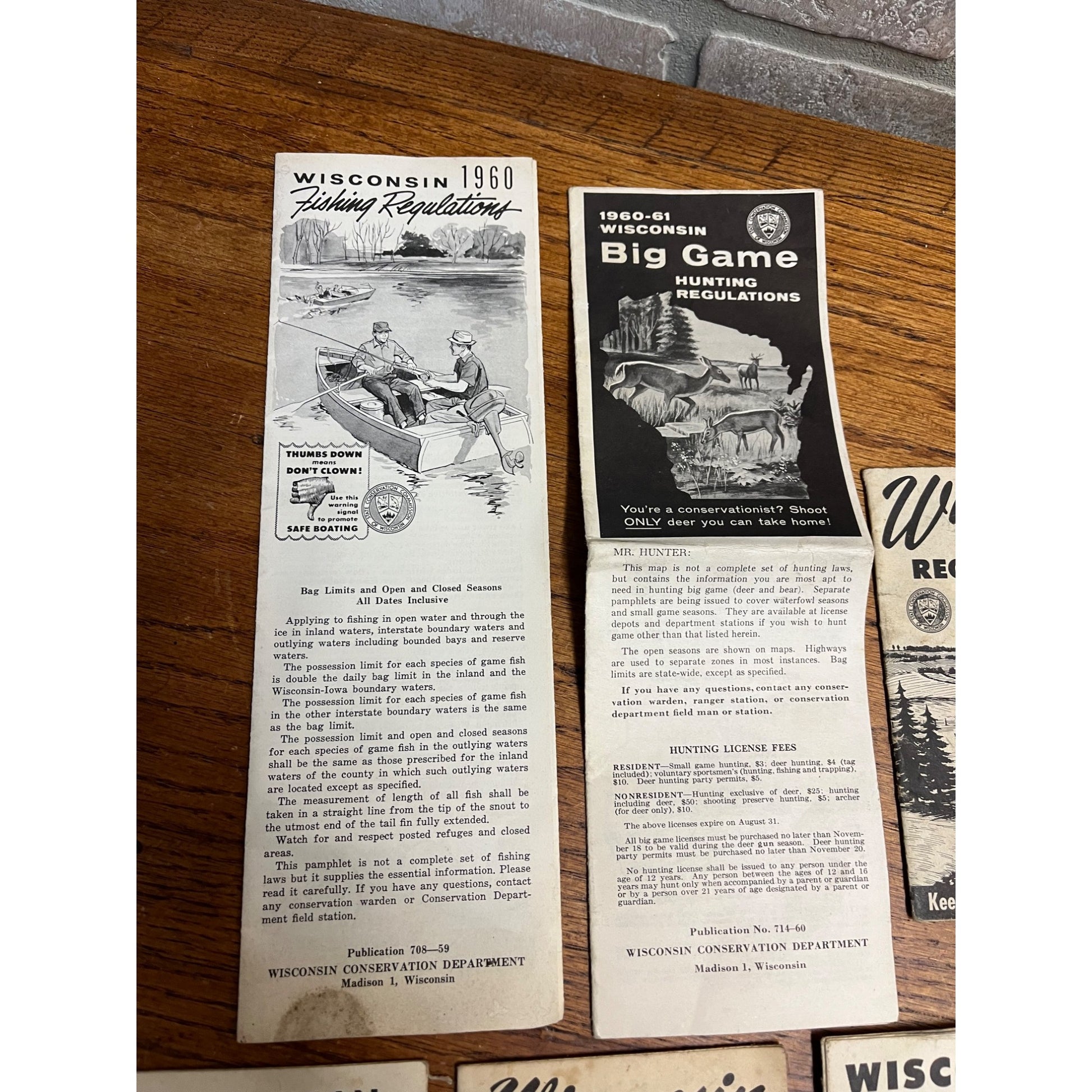Vintage 1950s-60s Wisconsin Hunting & Fishing Regulations Booklets Lot (6) Big Game