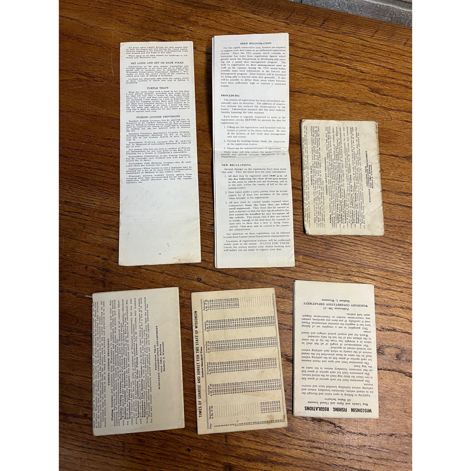 Vintage 1950s-60s Wisconsin Hunting & Fishing Regulations Booklets Lot (6) Big Game