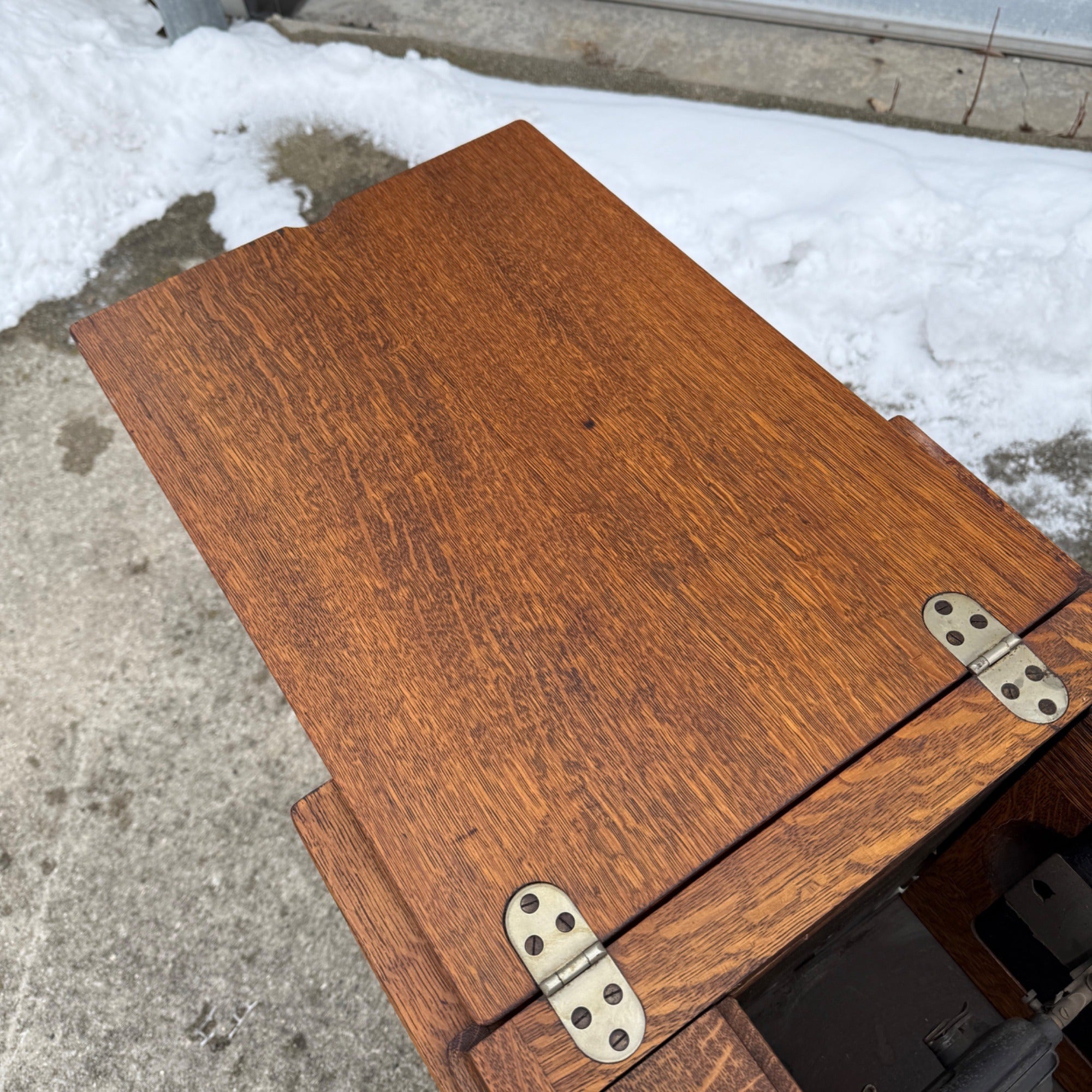 Antique White Sewing Machine Co Cabinet w/ Cast Iron Base Excellent