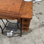 Antique White Sewing Machine Co Cabinet w/ Cast Iron Base Excellent