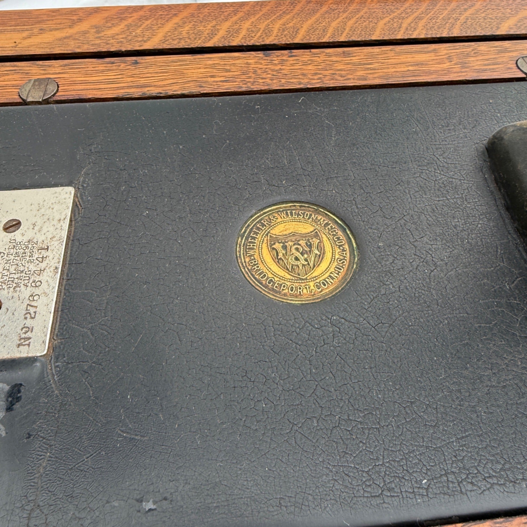 Antique White Sewing Machine Co Cabinet w/ Cast Iron Base Excellent