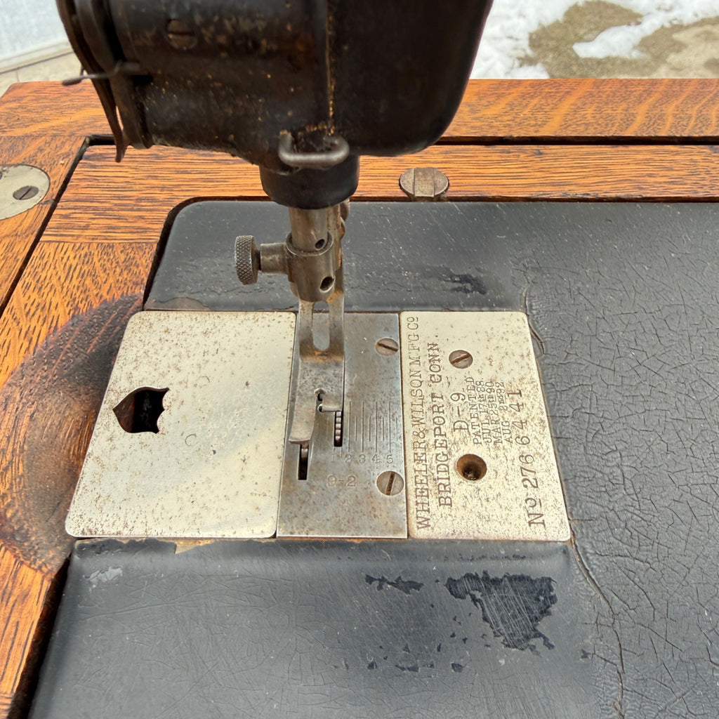 Antique White Sewing Machine Co Cabinet w/ Cast Iron Base Excellent