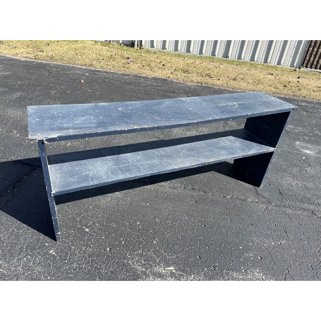 Vintage Wooden Chippy Farmhouse Two-Tier Blue Painted Bench