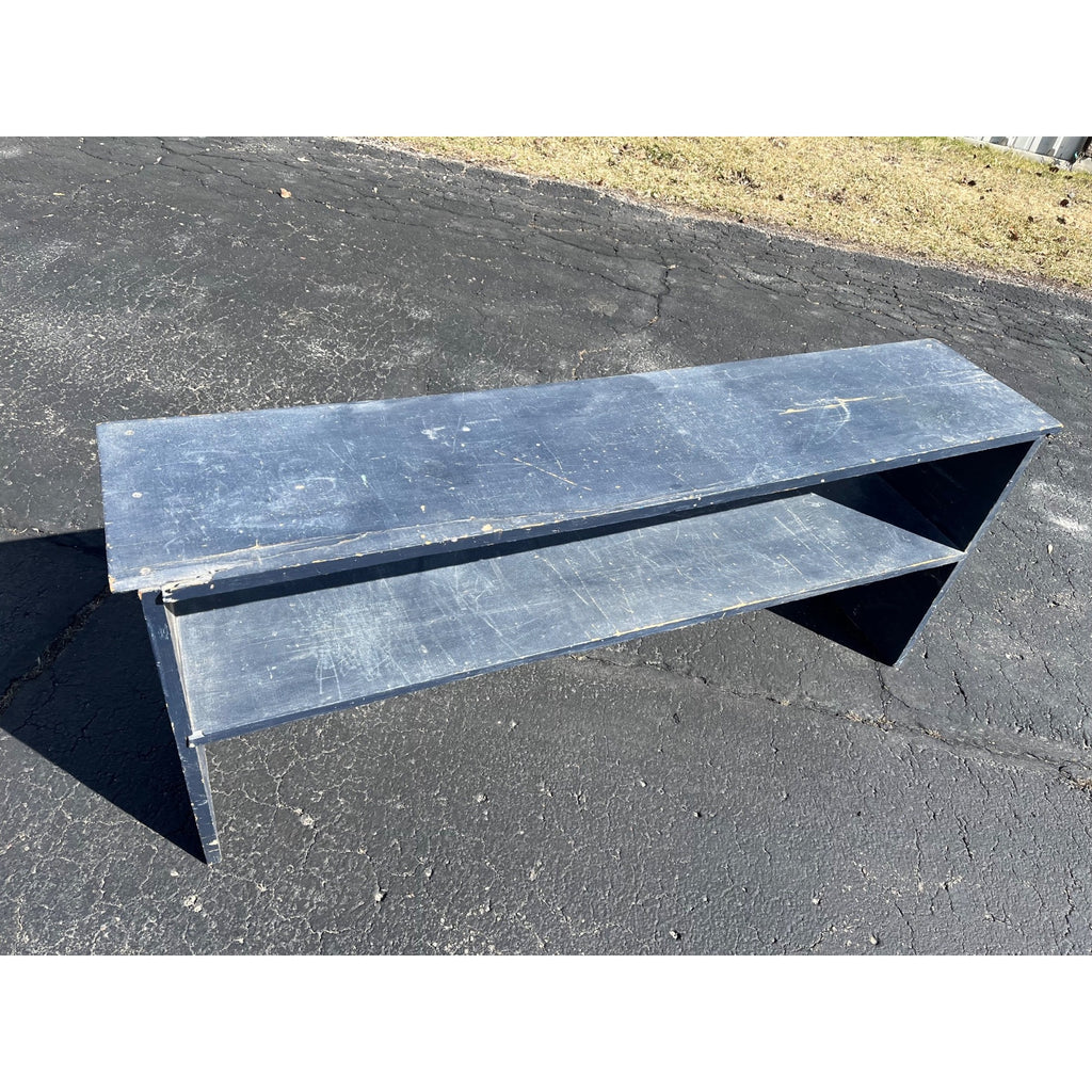Vintage Wooden Chippy Farmhouse Two-Tier Blue Painted Bench