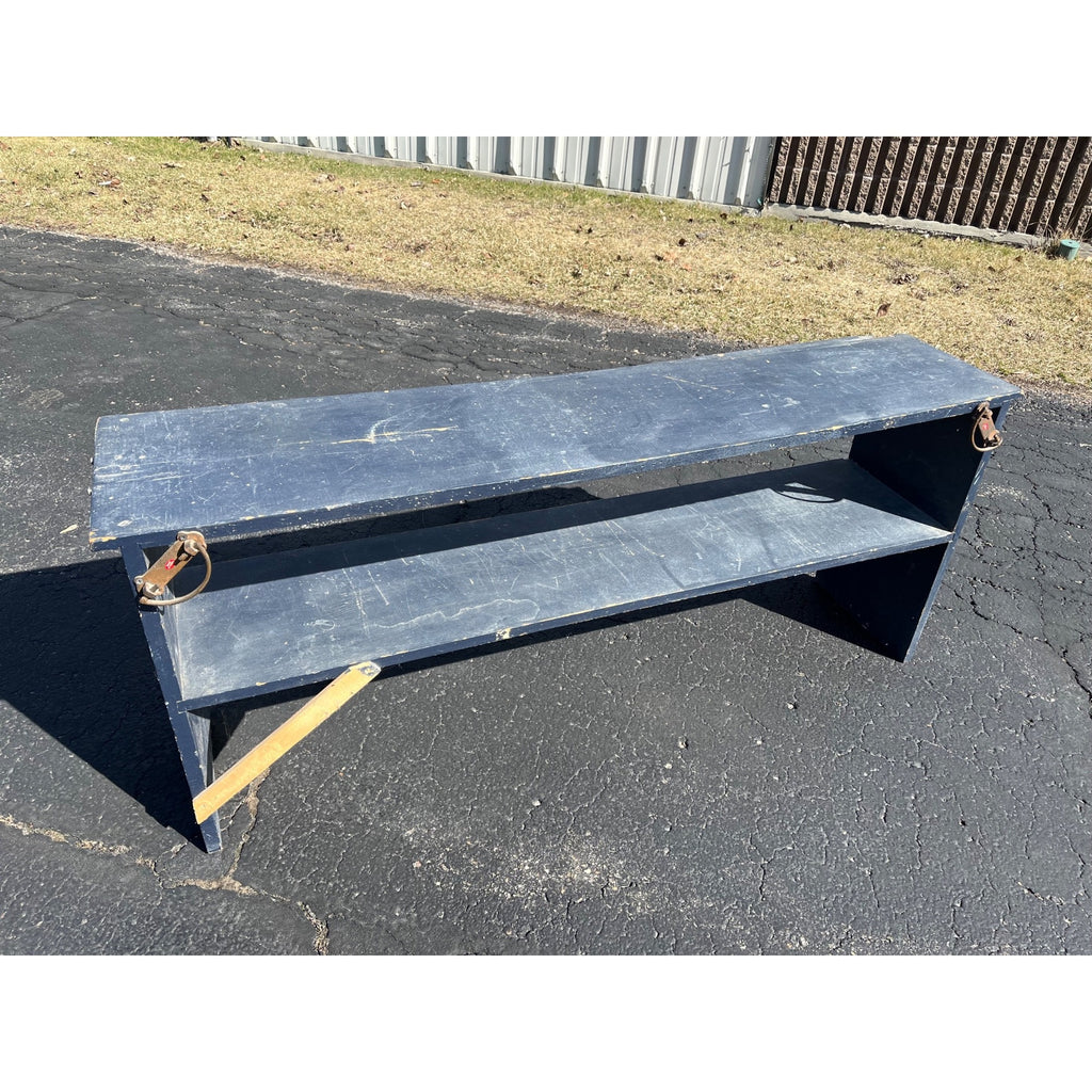 Vintage Wooden Chippy Farmhouse Two-Tier Blue Painted Bench