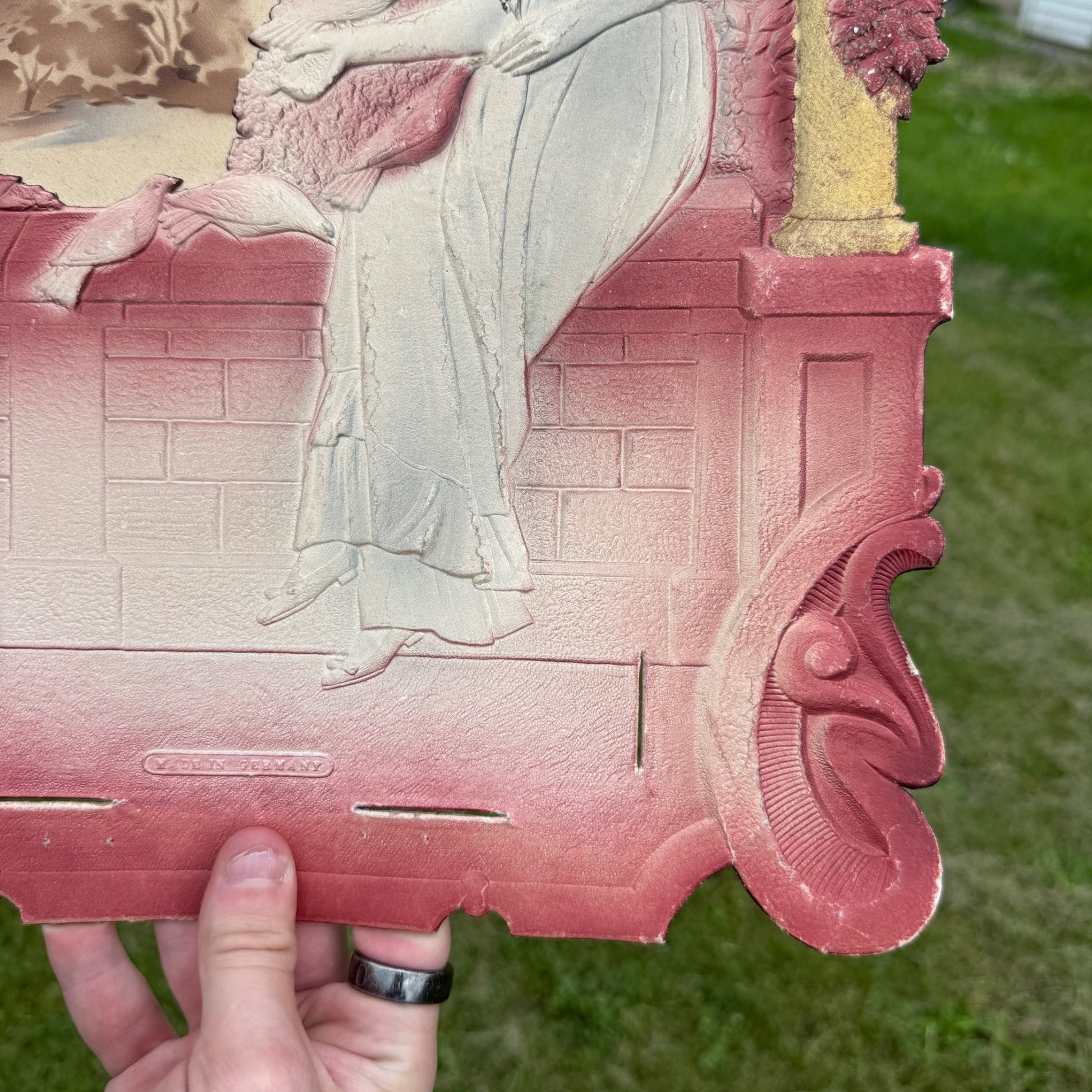Vintage Large Diecut German Valentine Wall Decor Angel & Birds Wall Decor