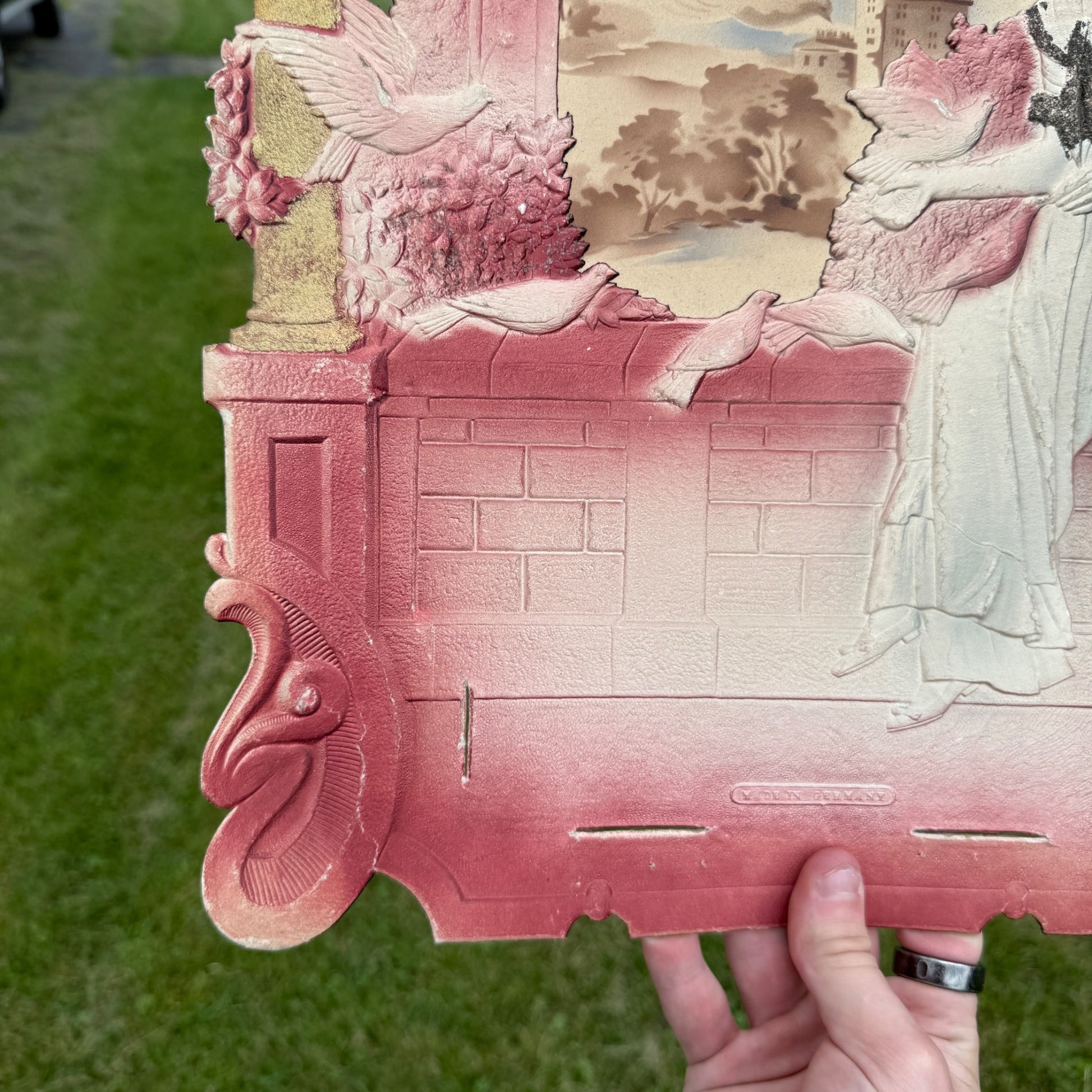 Vintage Large Diecut German Valentine Wall Decor Angel & Birds Wall Decor