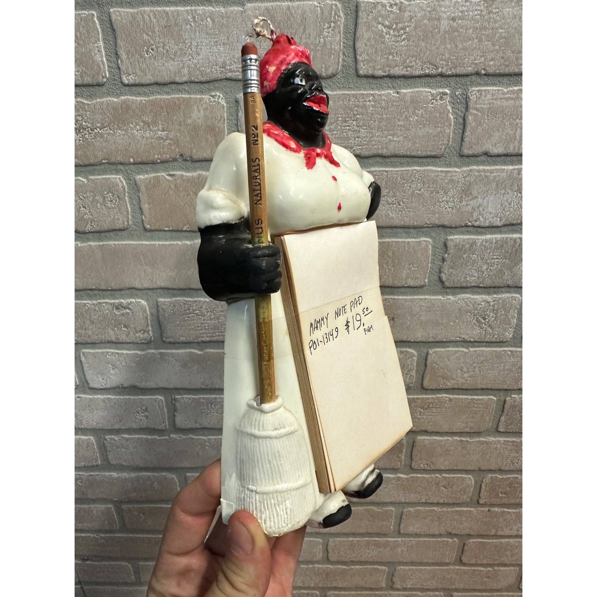 Vintage Black Americana Mammy Notepad Memo Pencil Holder Wall Decor