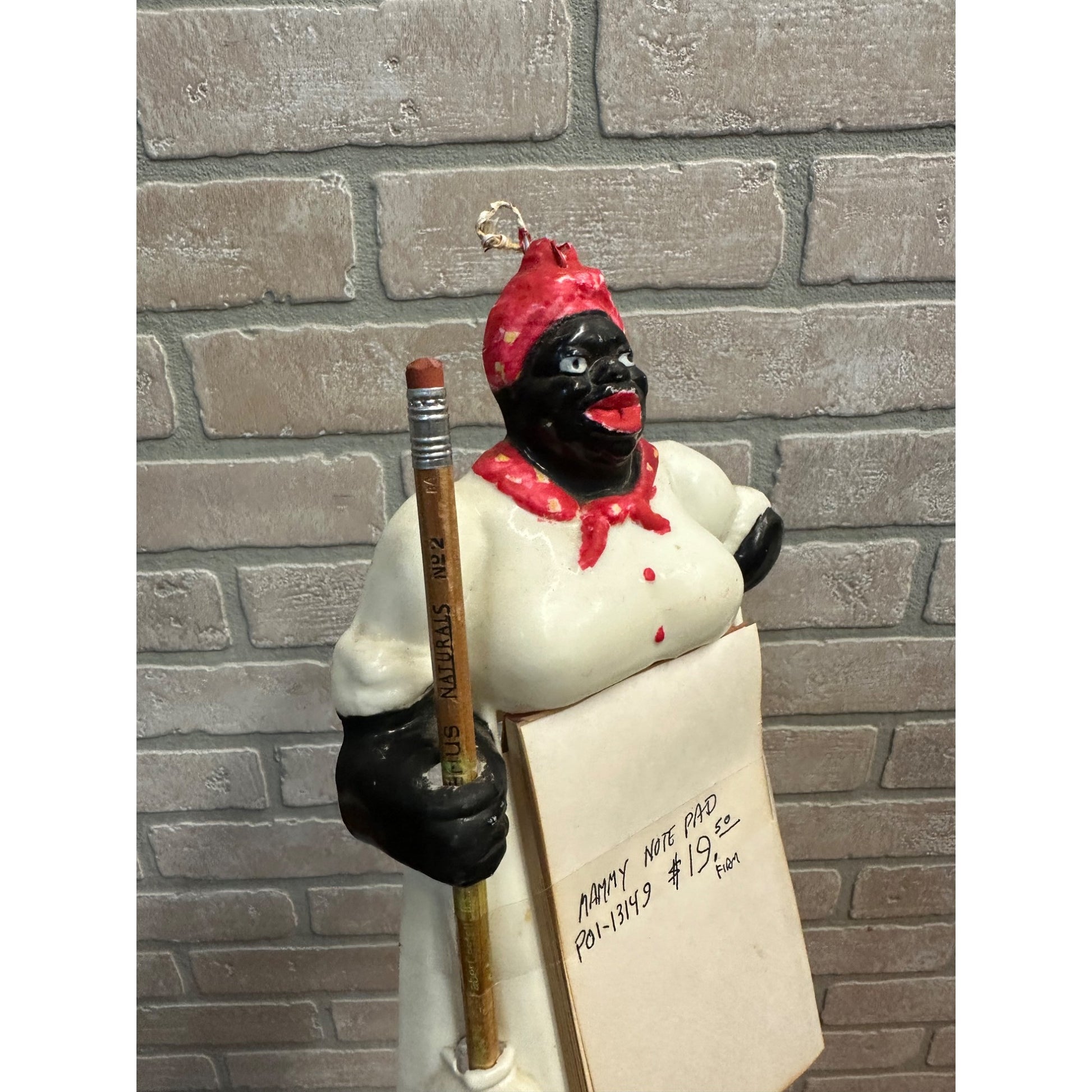 Vintage Black Americana Mammy Notepad Memo Pencil Holder Wall Decor