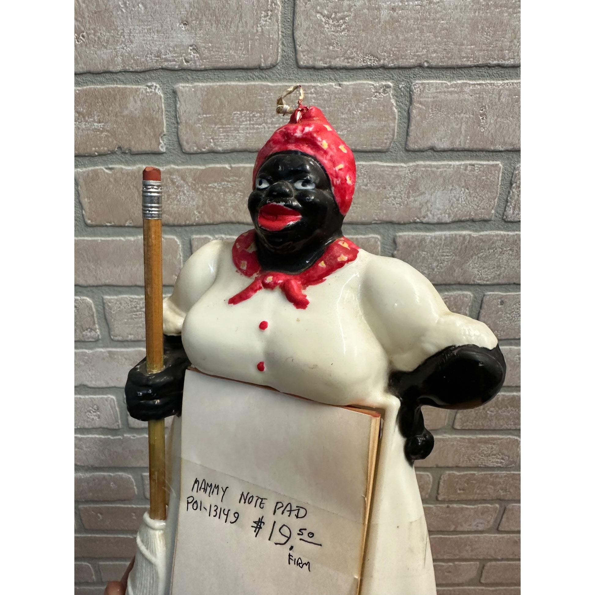 Vintage Black Americana Mammy Notepad Memo Pencil Holder Wall Decor