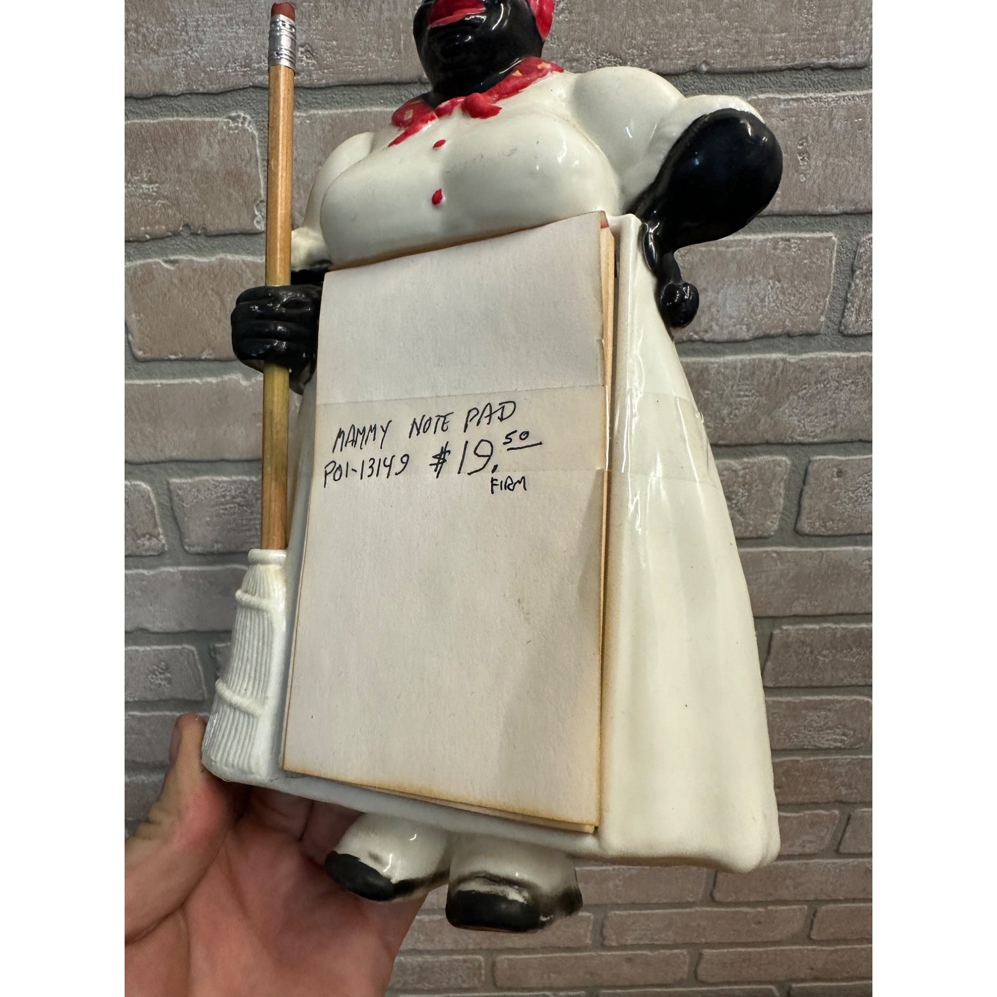 Vintage Black Americana Mammy Notepad Memo Pencil Holder Wall Decor