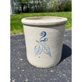 Antique circa 1896-1906 2 Gallon Red Wing Stoneware Crock Blue Cobalt Birch Leaf
