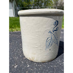 Antique circa 1896-1906 2 Gallon Red Wing Stoneware Crock Blue Cobalt Birch Leaf