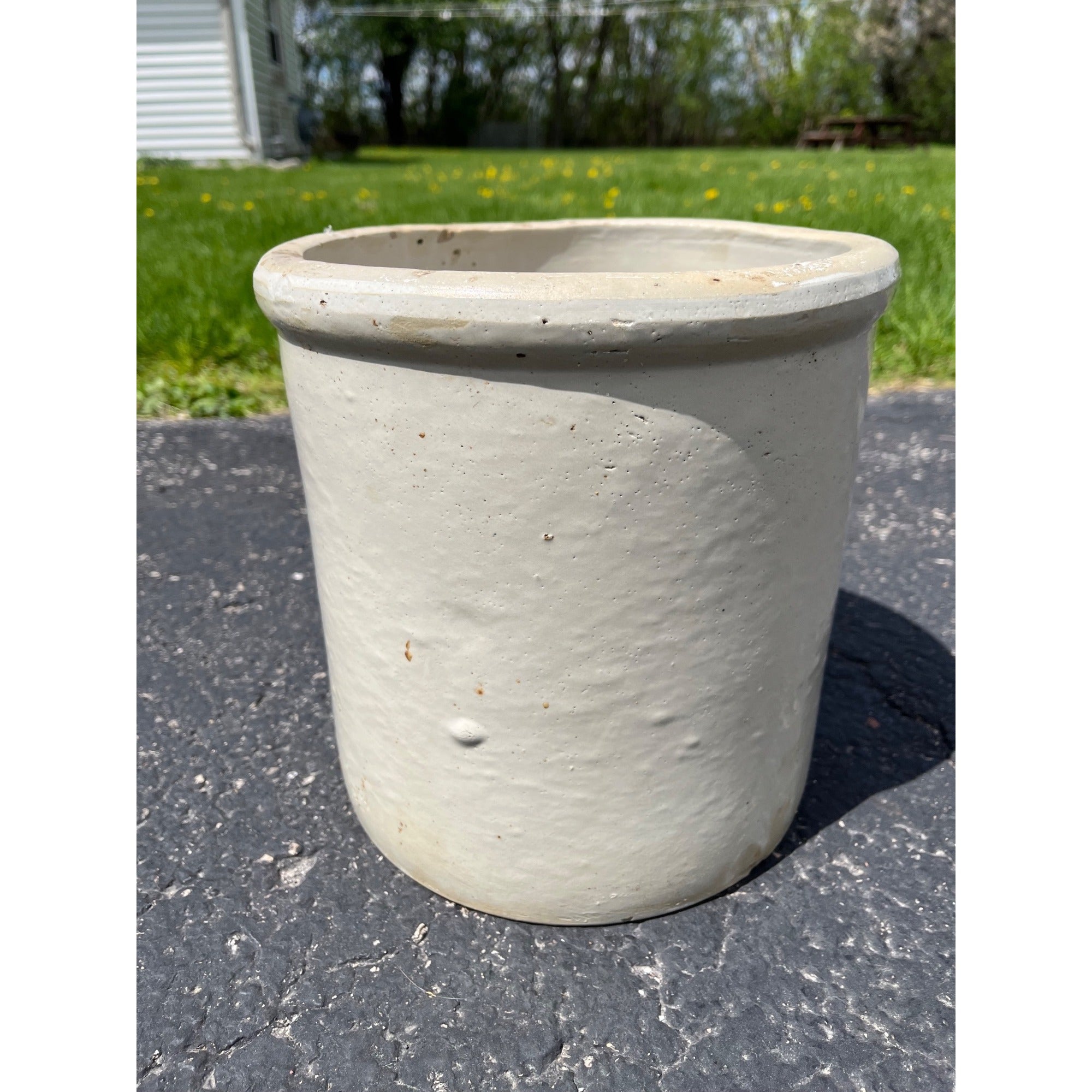 Antique circa 1896-1906 2 Gallon Red Wing Stoneware Crock Blue Cobalt Birch Leaf