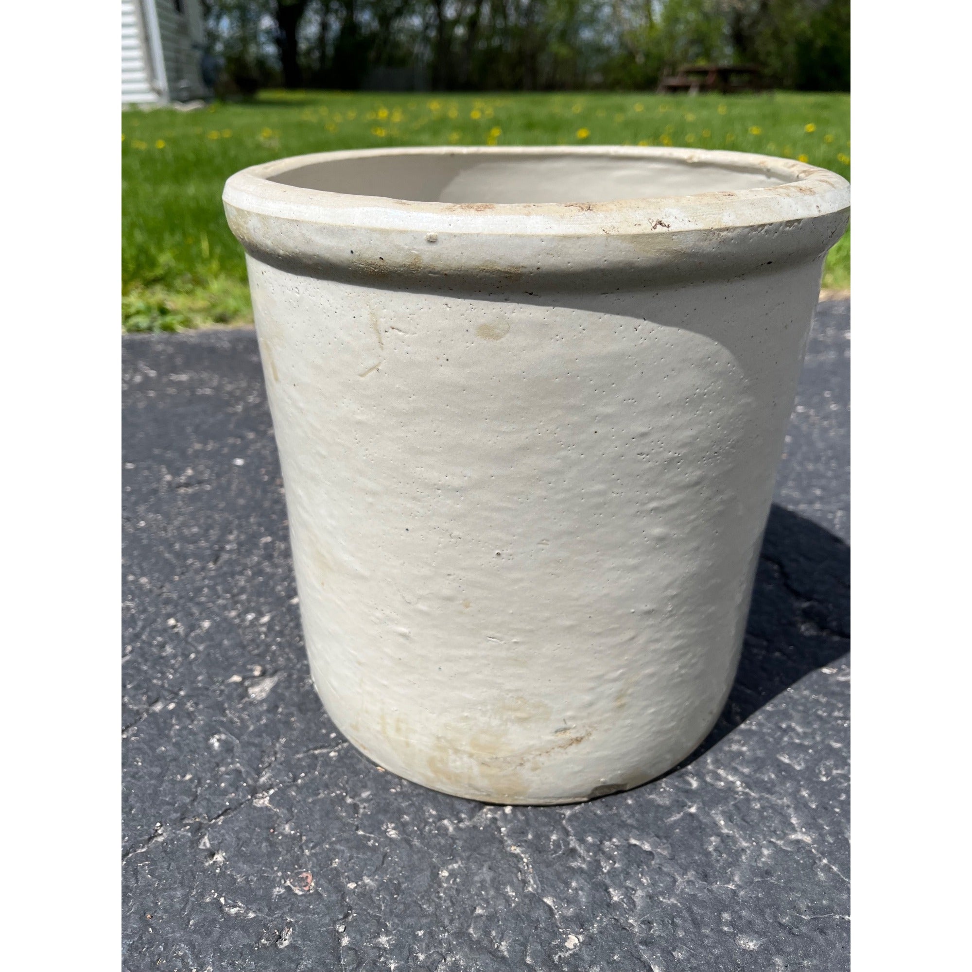 Antique circa 1896-1906 2 Gallon Red Wing Stoneware Crock Blue Cobalt Birch Leaf