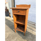 Vintage One-Drawer Oak Wooden Media Display Shelf