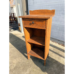 Vintage One-Drawer Oak Wooden Media Display Shelf