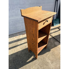 Vintage One-Drawer Oak Wooden Media Display Shelf