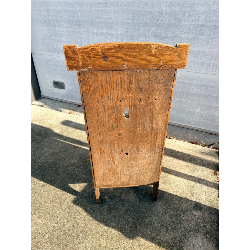 Vintage One-Drawer Oak Wooden Media Display Shelf