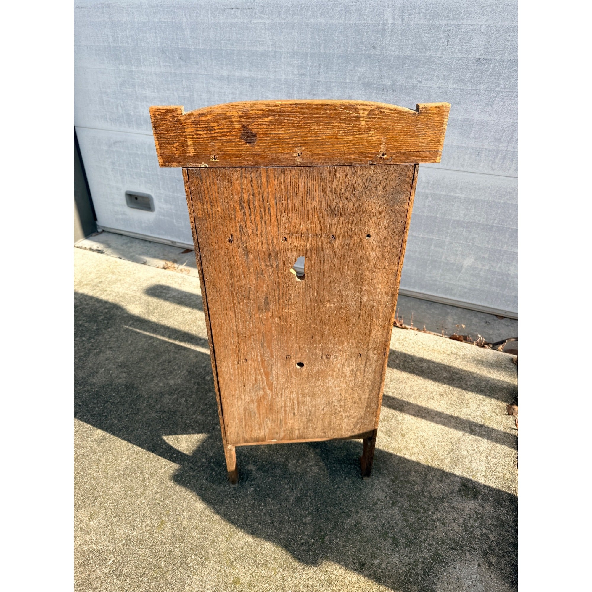Vintage One-Drawer Oak Wooden Media Display Shelf