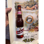 Vintage 1990s Leinenkugel Brewing Co Sign With Raised Plastic Bottle 21" x 13"