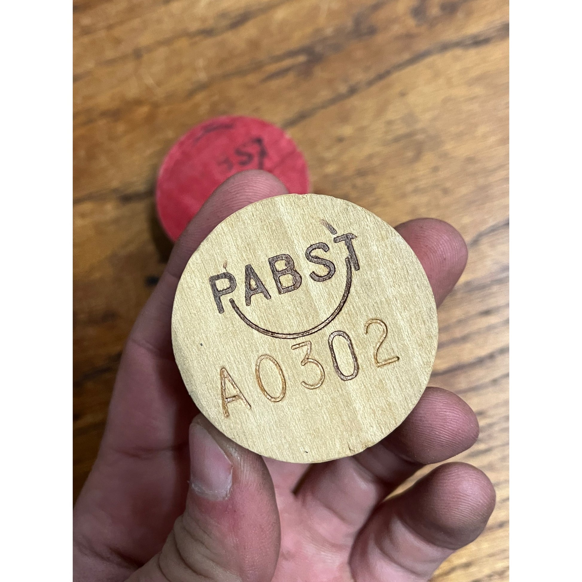 Vintage Pre-Prohibition Pabst Blue Ribbon Beer Barrel Keg Stopper Bung -- Red