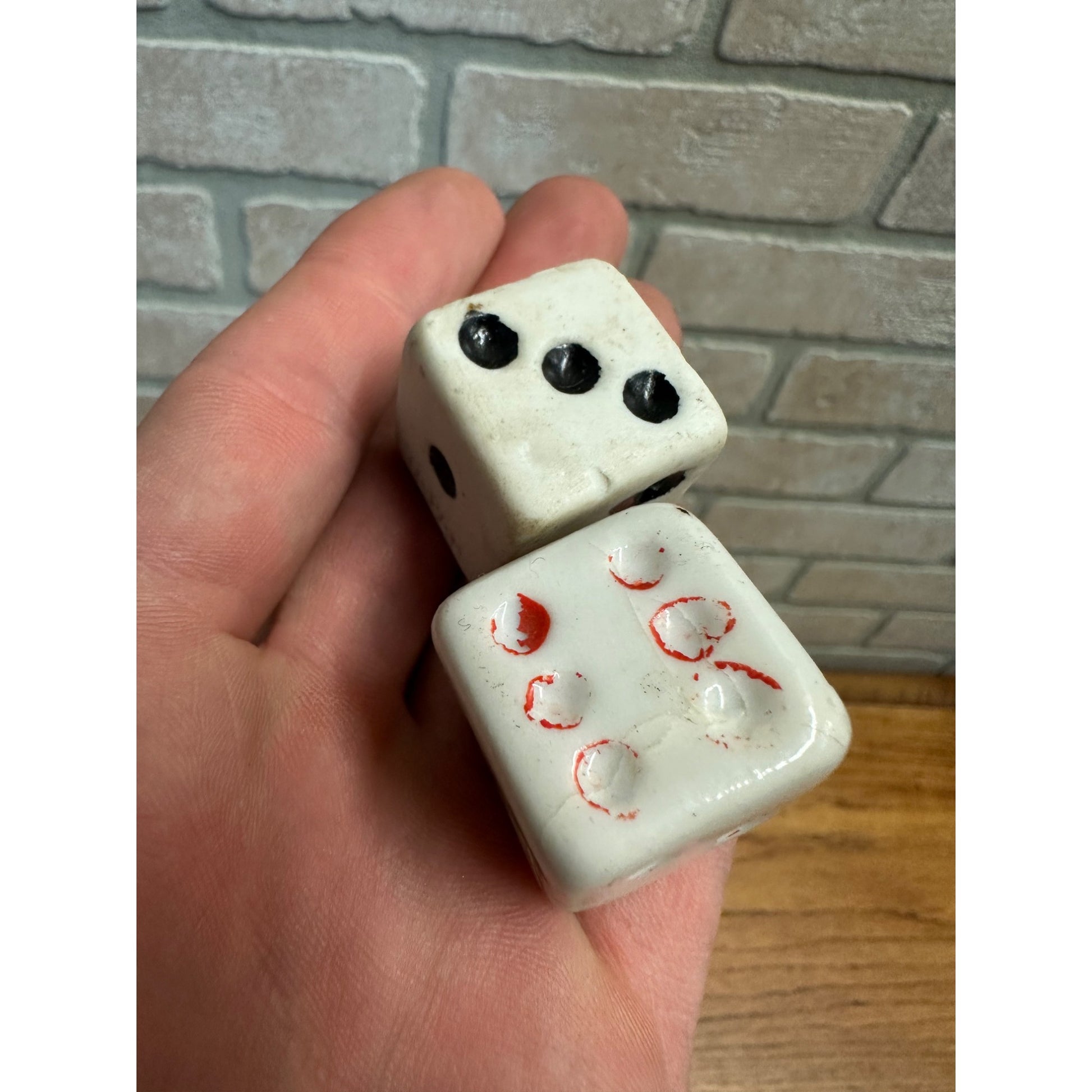 Vintage Pair of Porcleain or Bisque Dice - Made in Japan - 1" Square