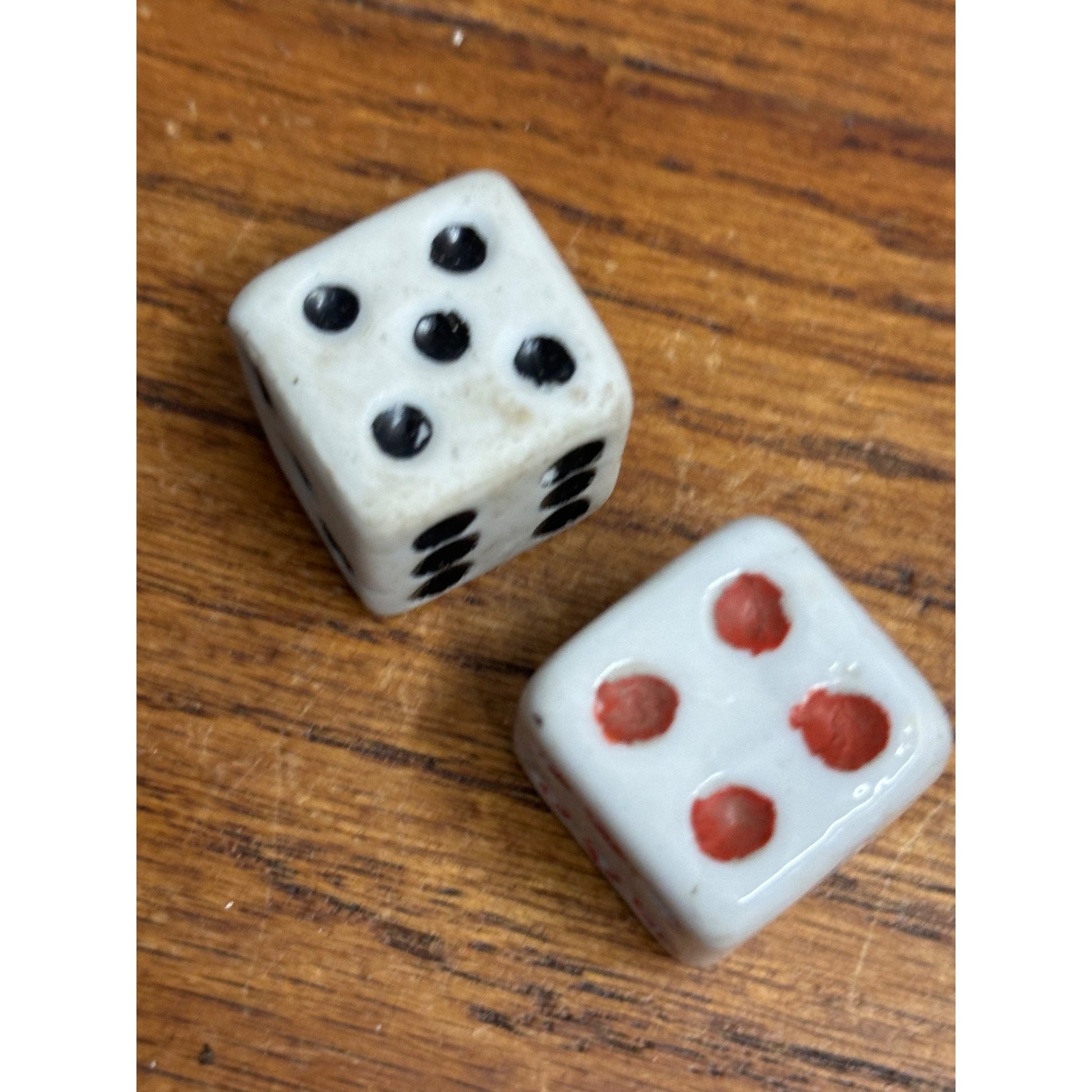 Vintage Pair of Porcleain or Bisque Dice - Made in Japan - 1" Square