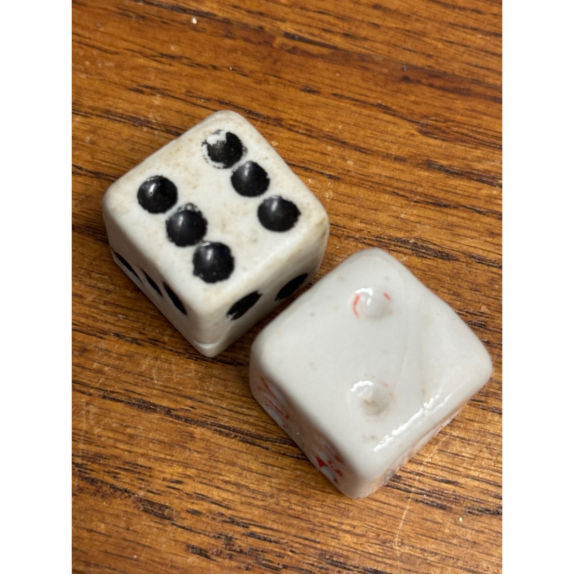 Vintage Pair of Porcleain or Bisque Dice - Made in Japan - 1" Square