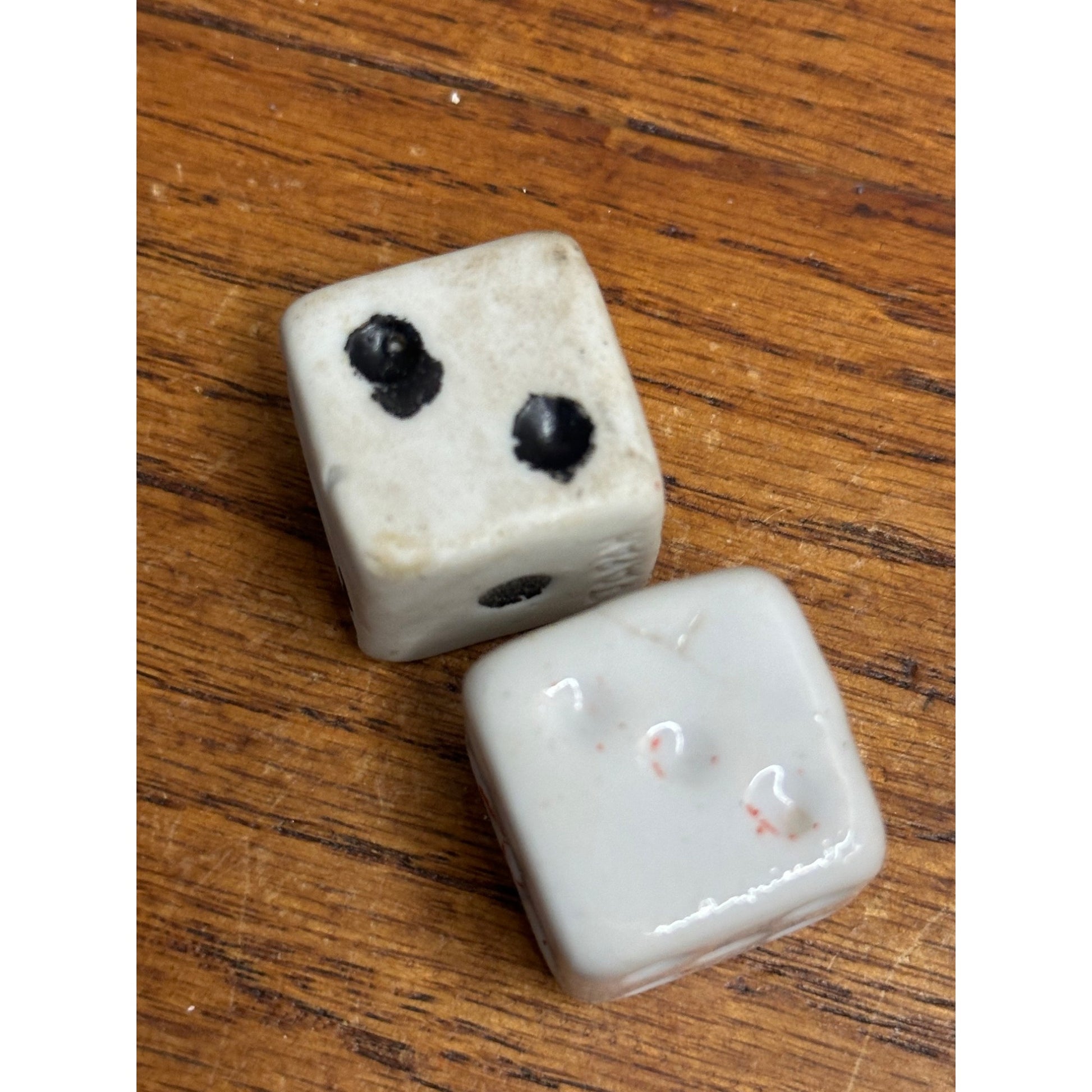 Vintage Pair of Porcleain or Bisque Dice - Made in Japan - 1" Square