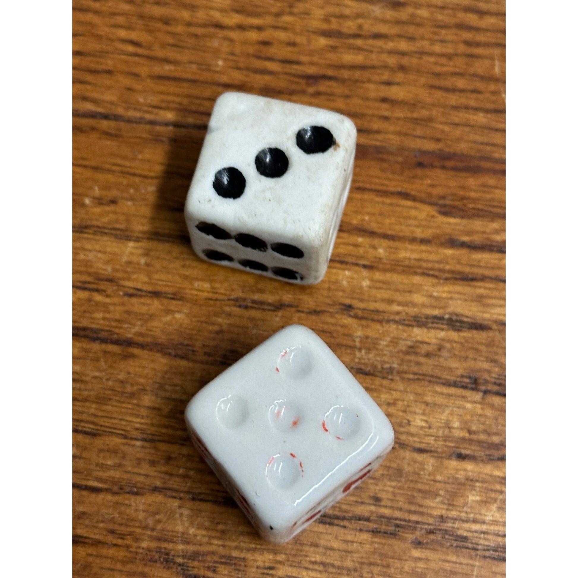 Vintage Pair of Porcleain or Bisque Dice - Made in Japan - 1" Square