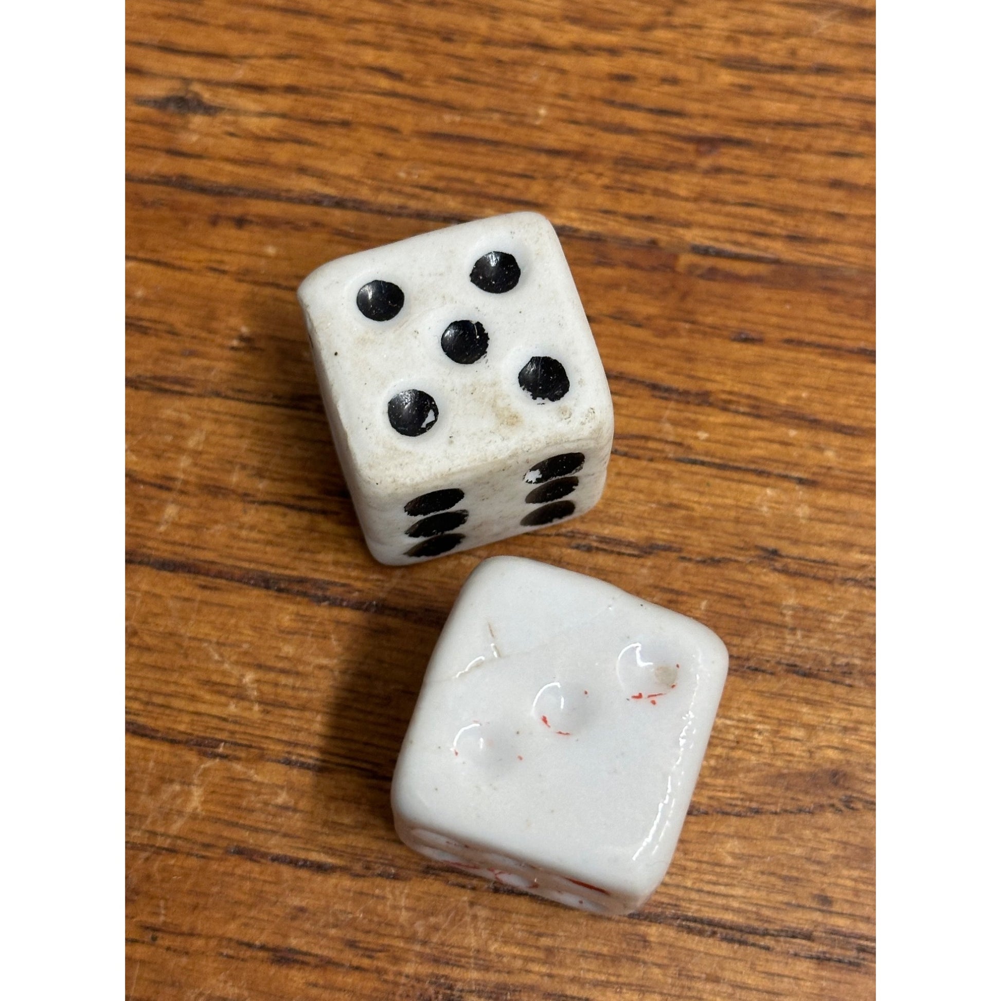 Vintage Pair of Porcleain or Bisque Dice - Made in Japan - 1" Square