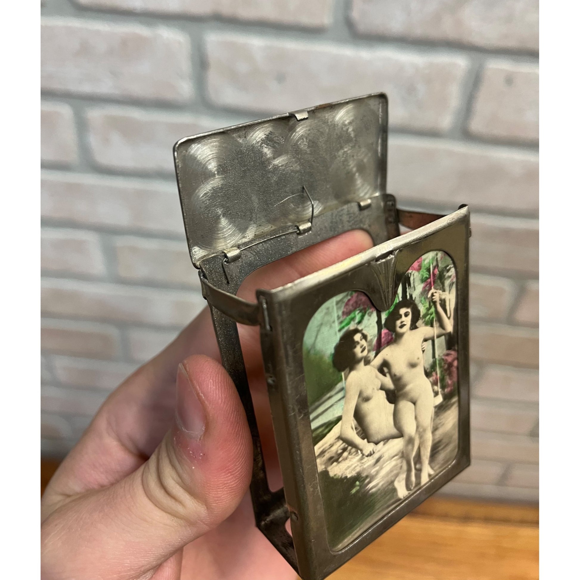 Vintage Early 1900s Cigarette Pack Case Holder Risque Women Art Deco Nouveau
