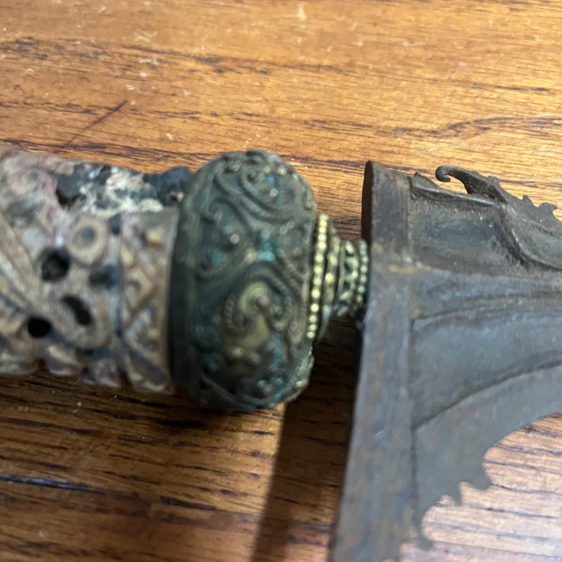 Antique Indonesian Javanese Kris Dagger Serpentine Blade Hand Carved Sheath 18"