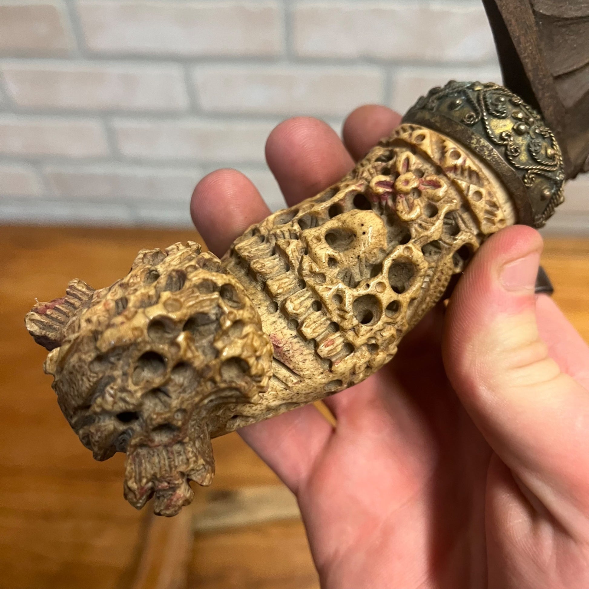 Antique Indonesian Javanese Kris Dagger Serpentine Blade Hand Carved Sheath 18"
