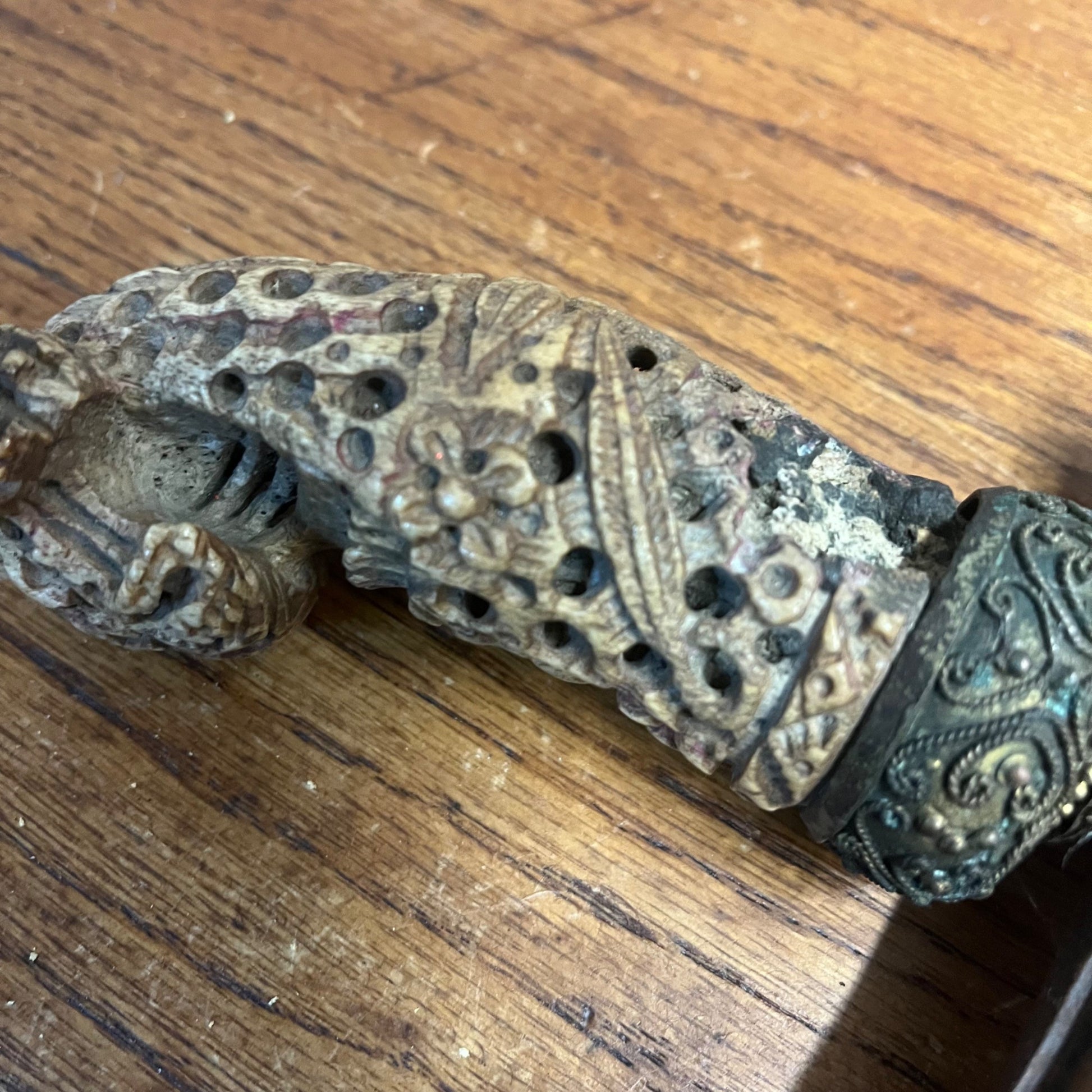 Antique Indonesian Javanese Kris Dagger Serpentine Blade Hand Carved Sheath 18"