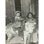 Young Child Riding Donkey Mule Cap Gun Toy RPPC Real Photo Postcard