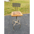 Vintage Wood & Metal Adjustable Hobbyist Workbench Stool Seat Chair + Backrest