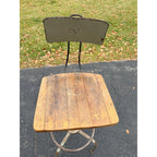 Vintage Wood & Metal Adjustable Hobbyist Workbench Stool Seat Chair + Backrest