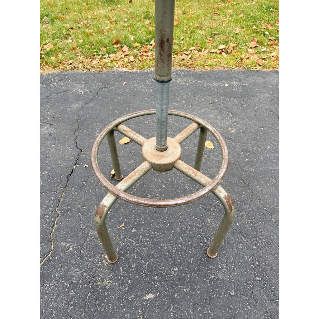 Vintage Wood & Metal Adjustable Hobbyist Workbench Stool Seat Chair + Backrest