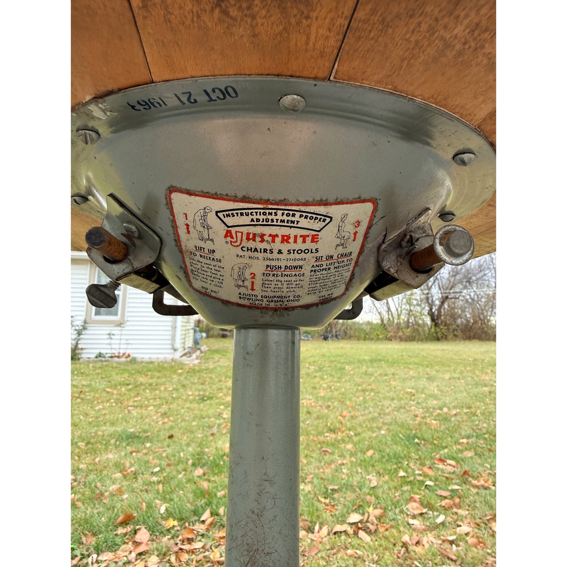 Vintage Wood & Metal Adjustable Hobbyist Workbench Stool Seat Chair + Backrest
