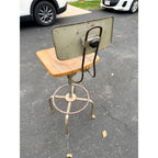 Vintage Wood & Metal Adjustable Hobbyist Workbench Stool Seat Chair + Backrest