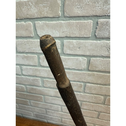 Vintage Early 1900s Hand Carved Wooden Stick Wood 17" Smoking Pipe