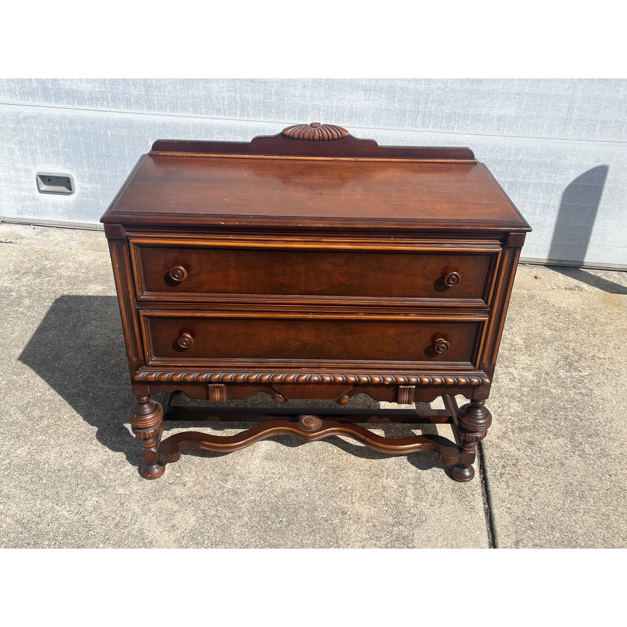 Antique Wood Buffet Server Dresser Sideboard 2 Drawer Console Table Chest of Drawers