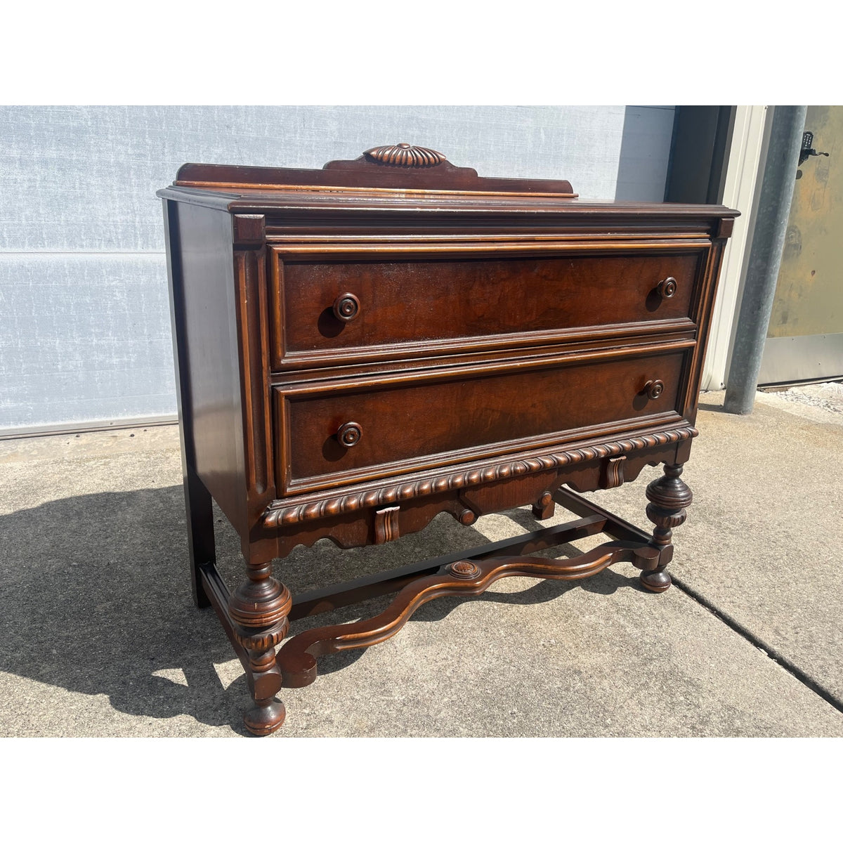 Antique Wood Buffet Server Dresser Sideboard 2 Drawer Console Table Chest of Drawers